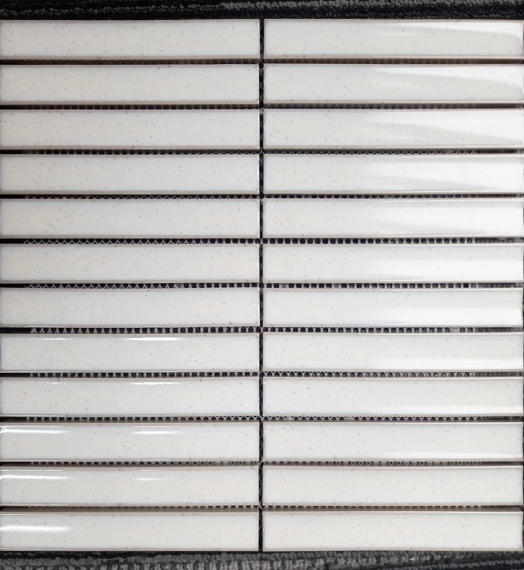 Gạch mosaic que bóng 296x300/22x145 Y22FW20A (trắng/bóng/lõm/hạt mè)