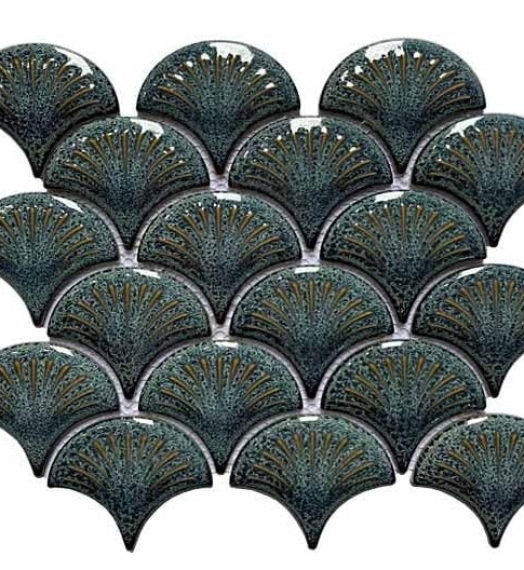 Gạch mosaic vảy cá PBMHF018 (Xanh lục)